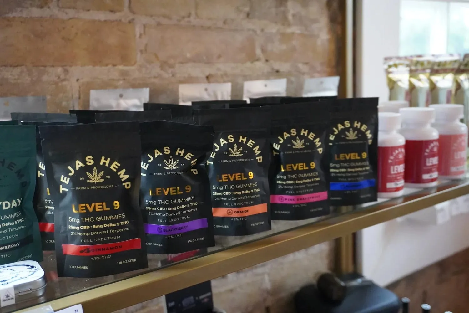 Shelves of cannabis wellness products on display